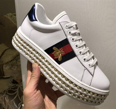 gucci ace sneakers with crystals replica|Gucci platform sneakers with crystals.